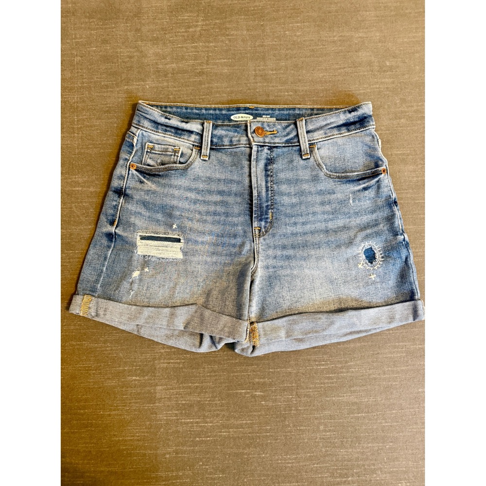 Old Navy Womens High Rise Distressed Denim Shorts Blue Size 4 Vanessa Med. Wash